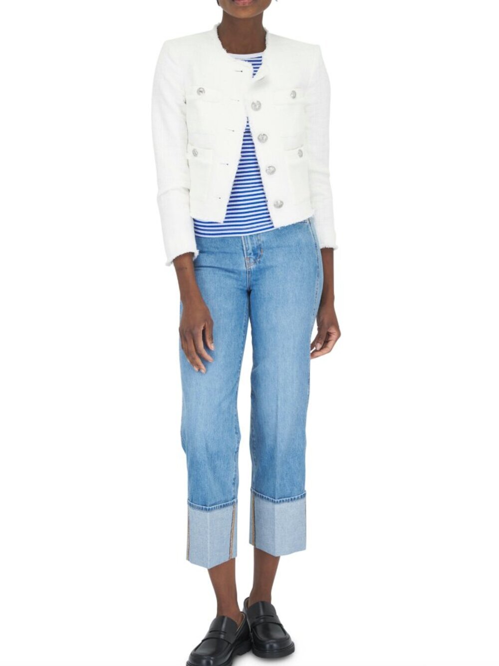 Veronica Beard Dylan Cuffed Straight Leg Jean in Silverwood Blue - Picture 2 of 7